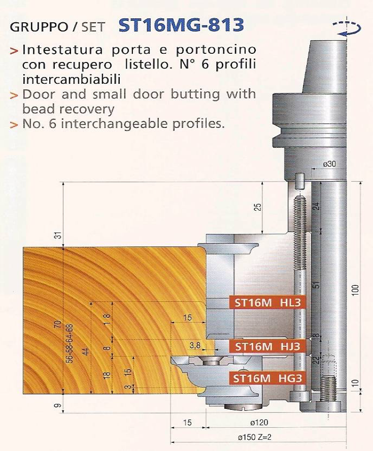 Freza pentru CNC pentru contraprofil usi (C04.60 ST16MG) - Image 5