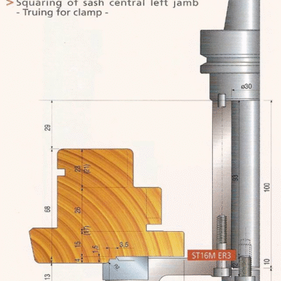 Sistemul "ST16MGR 515" - profil montant central stanga reprofilare (C04.70 ST16MGR 515)