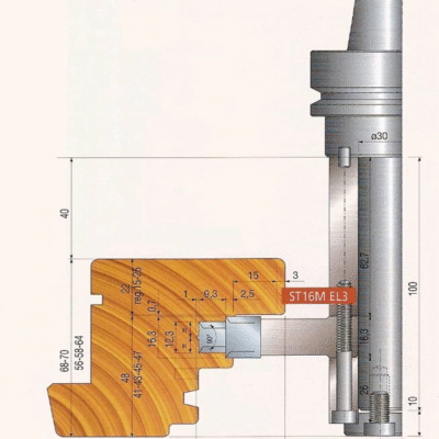 Sistemul "ST16MGR 512" - canalul pentru feronerie cu lacasul pentru suruburi (C04.70 ST16MGR 512)