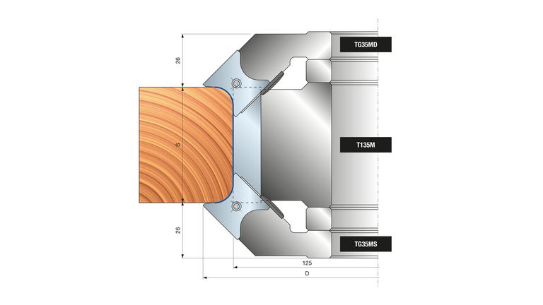 Freza reglabila pentru frezari de baghete cu colturi rotunjite sau tesite (T135 + TG35M) - Image 4