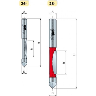 Freze de decupat cu coada din seria PRO, diametrul cozii 12 mm (Gama 28-)